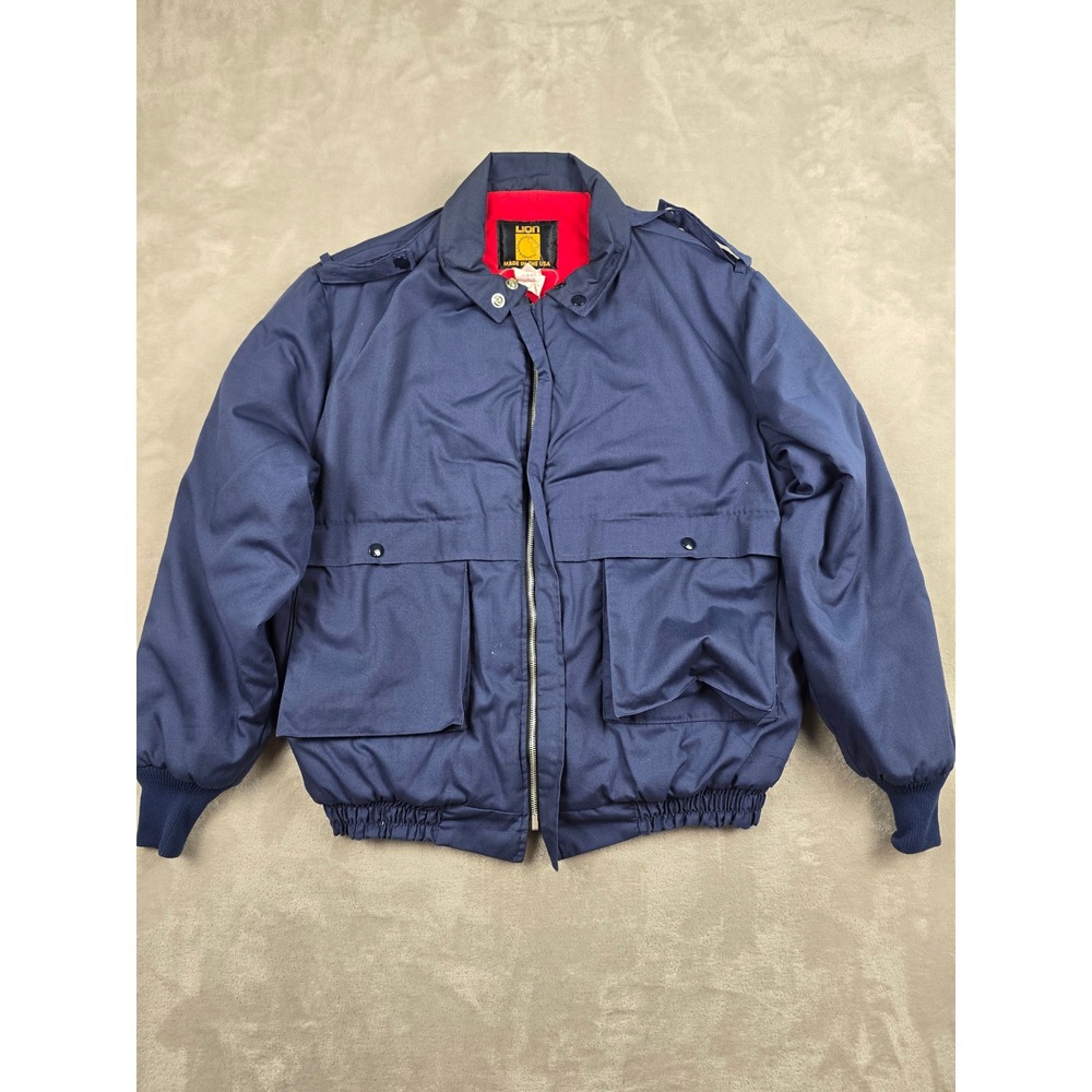 Vintage Lion Uniform Bomber Jacket Mens Large Blue Workwear Union Made USA